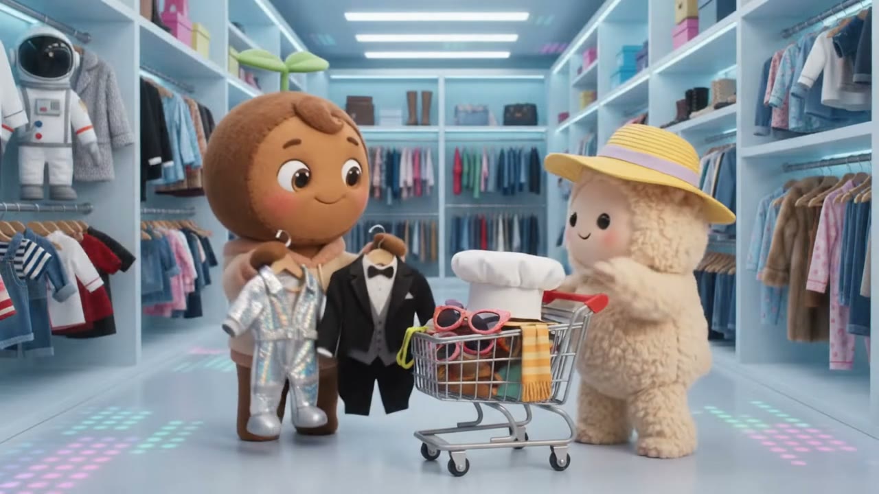 Pippin and Muse shopping in Pippin's closet